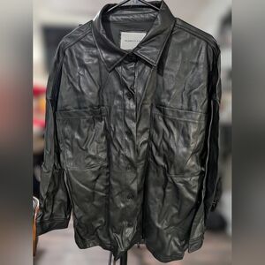 Celebrity Pink Women's Black Leather Shirt Jacket